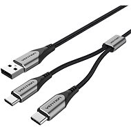 Vention USB 2.0 to Dual USB-C Y-Splitter Cable 1M Gray Aluminum Alloy Type - Datový kabel