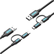 Vention USB 2.0 to 2-in-1 Micro USB & USB-C Cable 0.5M Black PVC Type - Datový kabel