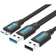 Vention USB 3.0 to Micro USB Cable with USB Power Supply 0.5M Black PVC Type - Datový kabel