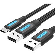 Vention USB 2.0 to USB-C Cable with USB Power Supply 0.5m Black PVC Type - Datový kabel