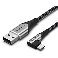 Vention Reversible 90° USB 2.0 -> microUSB Cotton Cable Gray 0.25m Aluminium Alloy Type - Datový kabel