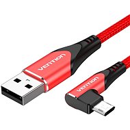 Vention Reversible 90° USB 2.0 -> microUSB Cotton Cable Red 1m Aluminium Alloy Type - Datový kabel