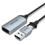 Vention HDMI Female to USB-C / USB-A Male Video Capture Card 0.1M Gray