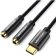 Vention Type-C (USB-C) to Dual 3.5mm Female Audio Cable 0.3m Black Metal Type