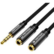 Vention Fabric Braided 3.5mm Male to 2x 3.5mm Female Stereo Splitter Cable, 0.3m, Black, Metal Type - Audio Cable