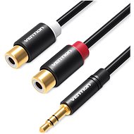 Vention 3.5mm Jack Male to 2x RCA Female Audio Cable 0.3m Black Metal Type - Audio kabel