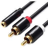 Audio kabel Vention 3.5mm Female to 2x RCA Male Audio Cable 1m Black Metal Type