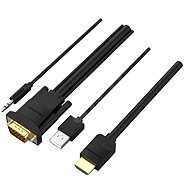 Video kabel Vention HDMI to VGA Cable with Audio Output & USB Power Supply 1.5M Black