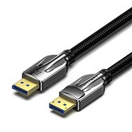 Vention Cotton Braided DP (DisplayPort) 2.0 10K Ultra Cable 2M Black Zinc Alloy Type - Video kabel