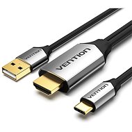 Video kabel Vention Type-C (USB-C) to HDMI Cable with USB Power Supply 2m Black Metal Type