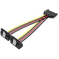 Vention SATA 15P (M) to 2x 15P SATA 90° (F) Power Splitter Cable 0.15m Black - Napájecí kabel