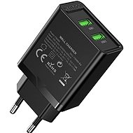 Vention 2-Port USB (A+A) Wall Charger (18W + 18W) Black - AC Adapter