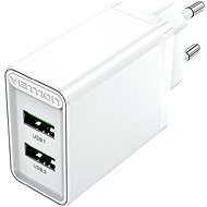 Vention 2-Port USB (A+A) Wall Charger (18W + 18W) White - AC Adapter