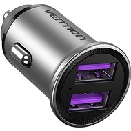 Vention Two-Port USB A+A (30W/30W) Car Charger Gray Mini Style Aluminium Alloy Type - Nabíječka do auta