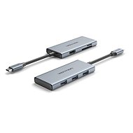 Vention USB-C to HDMI /3x USB 3.0 / SD / TF Docking Station Aluminum Alloy Type 0.15M Gray - Replikátor portů