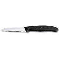 Victorinox nůž na zeleninu se zaoblenou špičkou a vlnkovaným ostřím 8 cm černý - Kuchyňský nůž