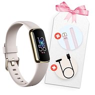 Fitbit Luxe Gift Pack-Lunar White/Soft Gold Stainless Steel with Pink Strap and Free Charger - Fitness Tracker