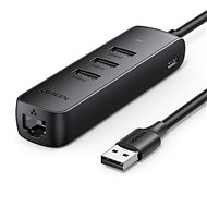 UGREEN USB 2.0 to 3×USB 2.0+RJ45 (100Mbps) Ethernet Adapter (Black) - USB Hub
