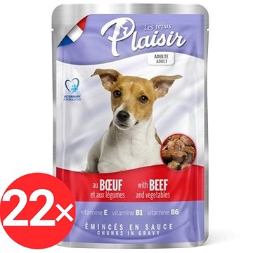 Plaisir Dog Pouches Beef with Vegetables 22 × 100g - Dog Food Pouch |  