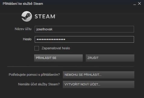 Logování do Steam