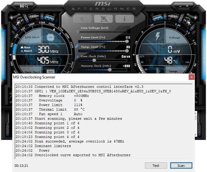 Přetaktování Gigabyte RTX 2070 SUPER Gaming OC; Afterburner