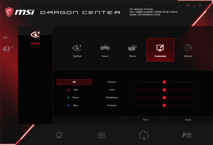 MSI Dragon Center: Eye Rest