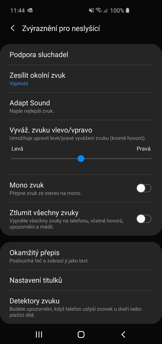 Samsung One UI - neslyšící