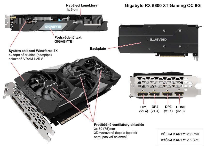 Gigabyte RX 5600 XT Gaming OC 6G; popis