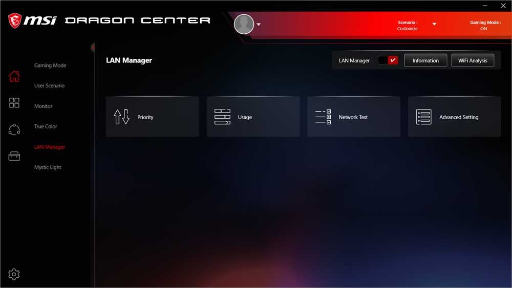 MSI Dragon Center: Lan Manager