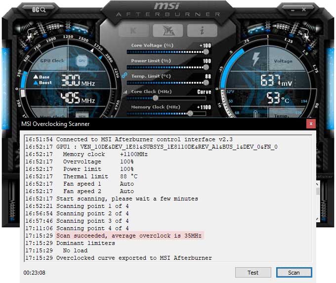 Přetaktování Gainward RTX 2080 SUPER Phoenix GS; Afterburner