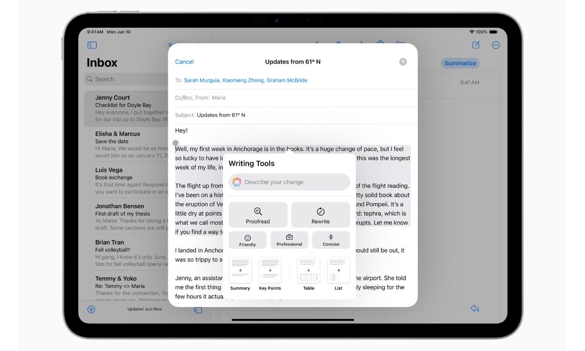 iPadOS 18, Writing Tools