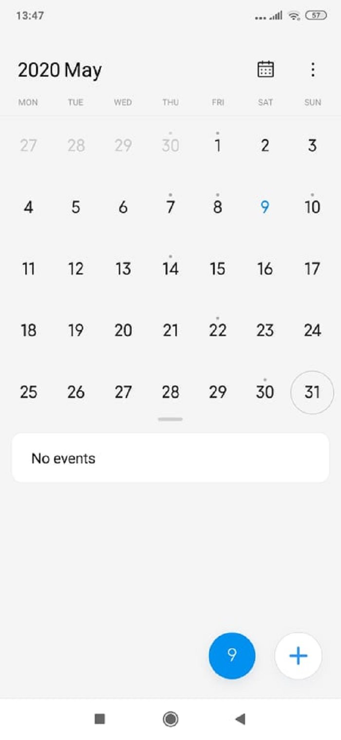 Xiaomi MIUI – Kalendár