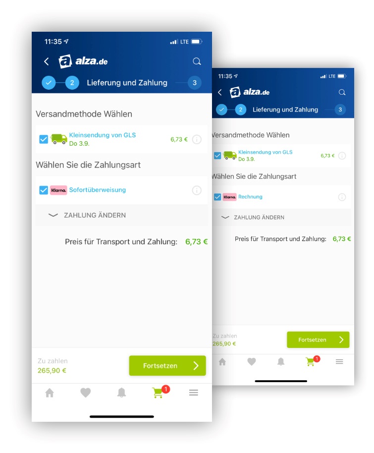 Zahlen Sie bequem über Klarna