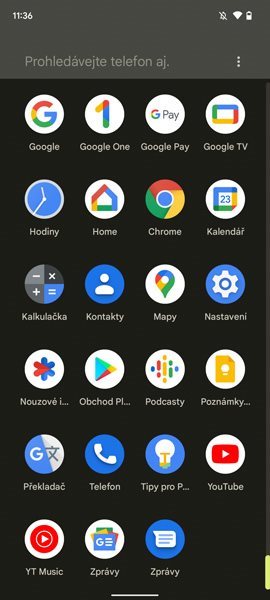 Google Pixel 6, app tray