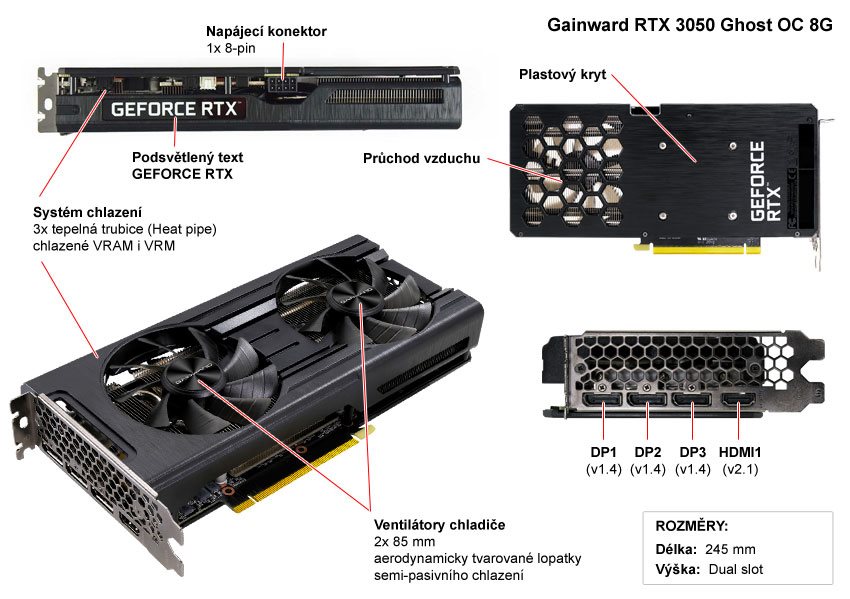 Gainward GeForce RTX 3050 GHOST OC 8G (RECENZE A TESTY) | Alza.cz