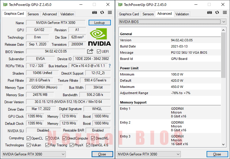 EVGA RTX 3090 FTW3 ULTRA Gaming 24G GPUZ (Q-mode) EVGA RTX 3090 FTW3 ULTRA Gaming 24G GPUZ; Q-mode