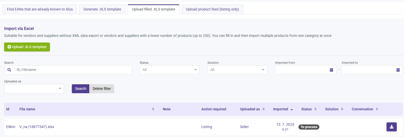 Alza marketplace listing