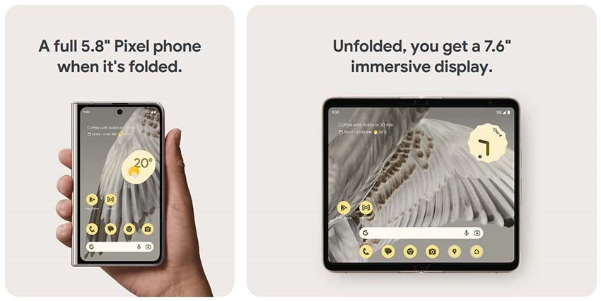 Google Pixel Fold displej