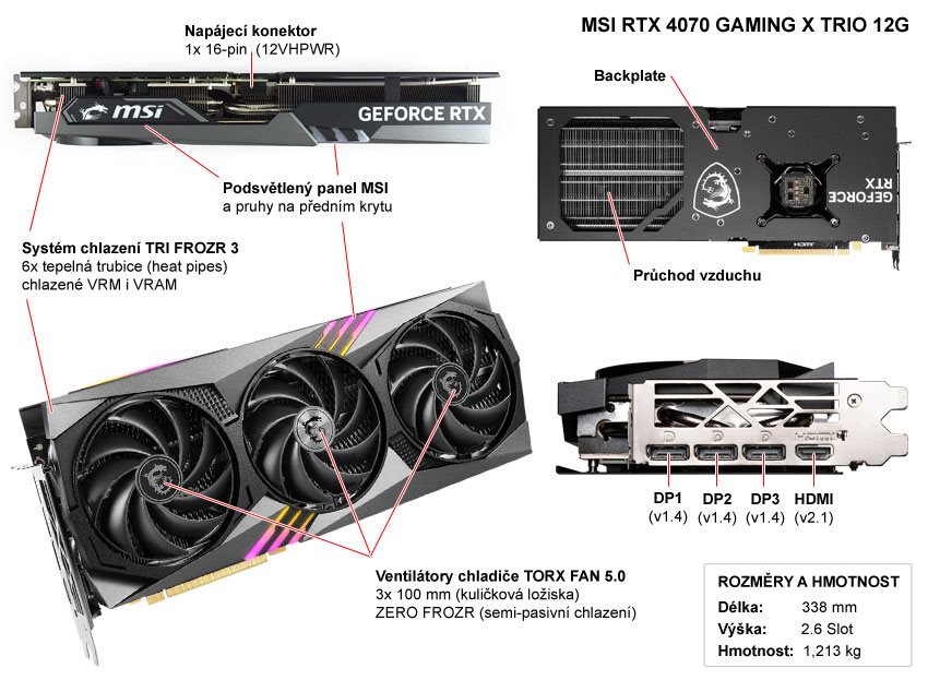 Popis grafické karty MSI RTX 4070 GAMING X TRIO 12G