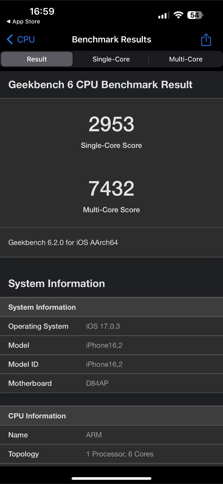 iPhone 15 Pro Max, recenze, výsledky Geekbench 6