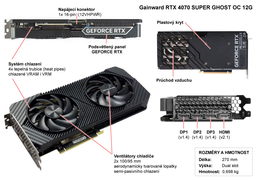 Gainward RTX 4070 SUPER GHOST OC 12G; popis