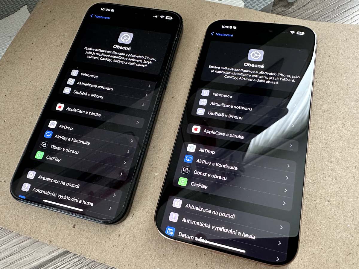 iPhone 16 Pro Max, velikost vs iPhone 15 Pro Max