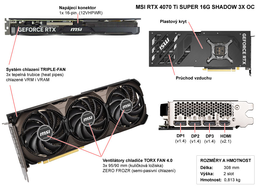 MSI RTX 4070 Ti SUPER 16G SHADOW 3X OC; popis