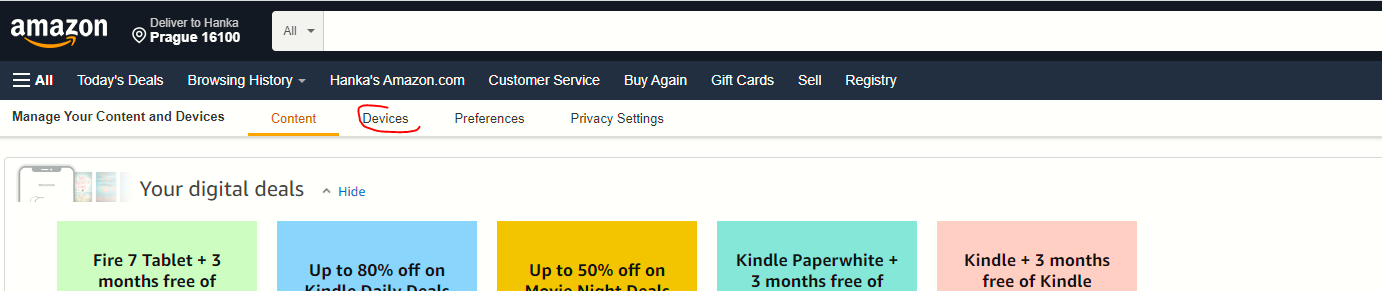 Dialogové okno pro odesílání knih na Kindle
