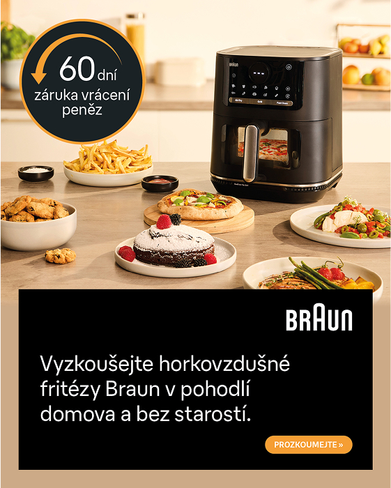 Využijte 60denní záruku vrácení peněz na horkovzdušné fritézy Braun