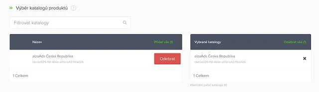 Výběr katalogu produktů