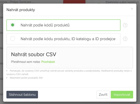 Hromadný import produktů