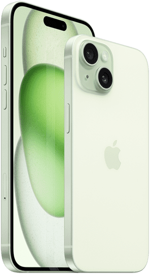 6,7-palcový iPhone 15 Plus a 6,1-palcový iPhone 15 vedľa seba pre porovnanie.