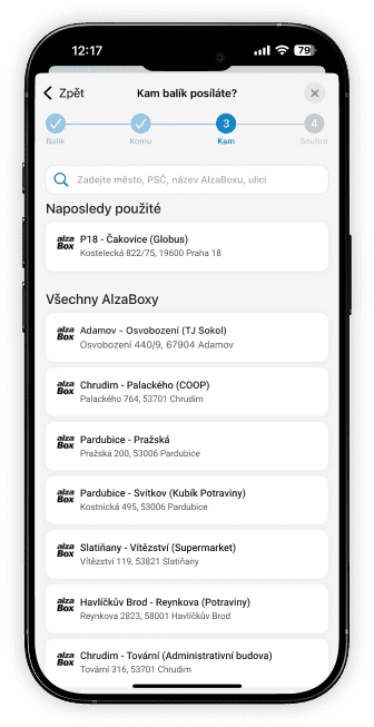 Zvolit službu pošli to AlzaBoxem
