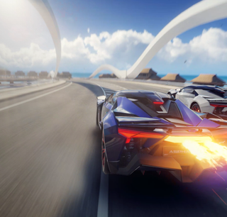 Snímek z videohry, na kterém je vidět auto rychle ujíždějící po klikaté silnici.